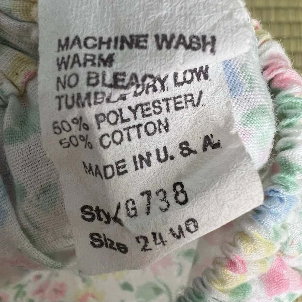 Vintage Baby Bloomers / Diaper Cover – Pastel Floral with Lace Trim Size 24M